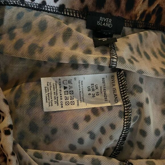 River Island LEOPARD PRINT MESH COVER-UP PANTS IN BROWN Size 6 - Picture 6 of 9